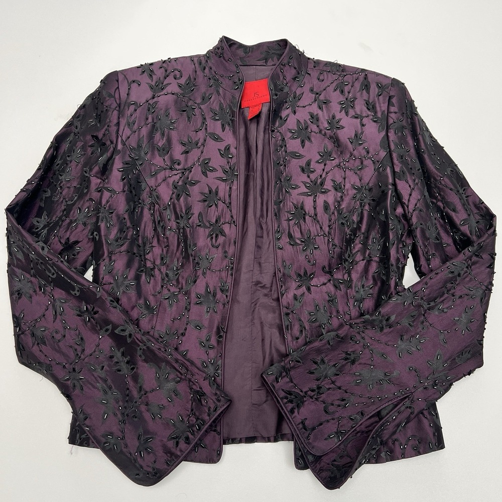 JS Collections women evening jacket size 4Beaded Embellished Old Money Purple